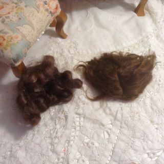 2 Vintage Mohair Doll Wigs