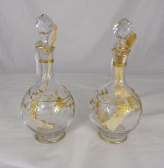 Antique French Baccarat St Louis Handled Decanter - Gold Gilt - A Pair 2
