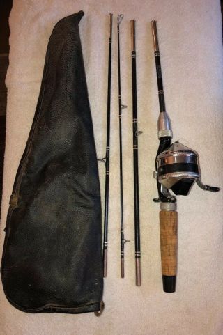 Vintage Zebco 4 Piece Fishing Rod 3364 With Model 33 Spinner Reel