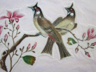 Lovebirds On Blossom,  Antique 19th Century Paper Cut Painting
