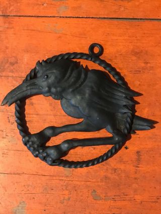 Antique Arts & Crafts Wrought Iron Raven Rook Metalwork Ca.  1900 Bucks County Pa