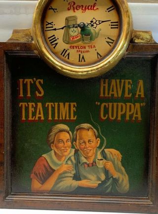 Vintage Wooden Clock It’s Time For Tea Have A Cuppa Royal Ceylon Tea Sign