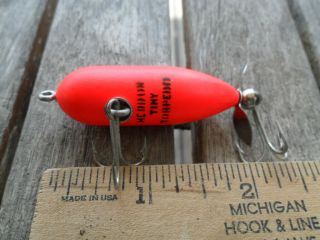 Vintage Fishing Lure - Heddon Tiny Torpedo - Fluorescent Red 2