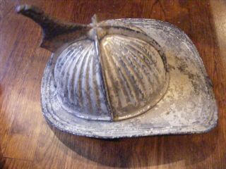 Antique Fire Helmet With Brass Eagle