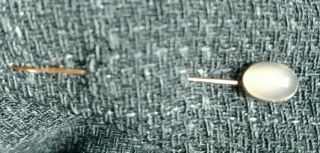 ANTIQUE Sterling silver,  solid 10k YELLOW GOLD MOONSTONE STICK PIN vintage 2