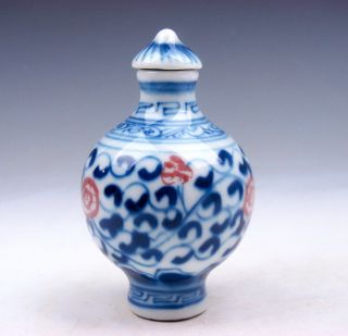 Blue&white Qinghua Ox - Blood Red Floral Painted Porcelain Snuff Bottle 01031702