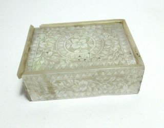 Antique Chinese Mother Of Pearl Carved Box Gaming Counters? C.  1800