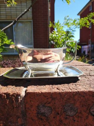 Vintage Silver Plated Gravy Boat And Matching Drip Tray