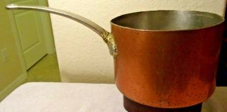 Antique Estate Copper Pot No Mark 6 7/8 " Tall X 10 1/4 " Dim