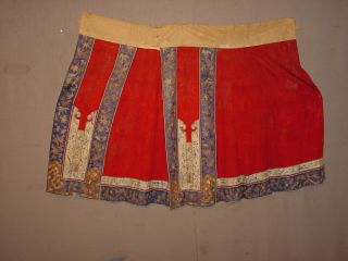 Wonderful Antique Chinese Silk And Goldbrocade Embroided Skirt Hg
