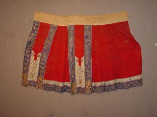 WONDERFUL ANTIQUE CHINESE SILK AND GOLDBROCADE EMBROIDED SKIRT HG 2