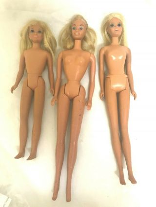 3 Vintage 1970’s Malibu Barbie Francie Skipper Dolls Japan