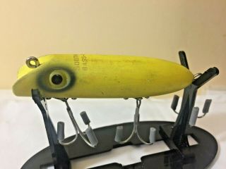 Vintage South Bend Bass Oreno Yellow Glass Eye Wood Plug Fishing Lure