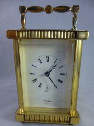 St James Of London Brass Carriage Clock With Key Made In England
