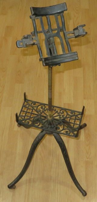 Antique Victorian Cast Iron Dictionary Bible Book Music Stand Industrial Legs