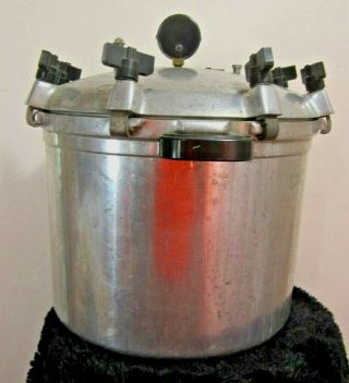 Antique,  Vintage 18qt Home Deluxe Aluminum Steam Pressure Cooker Canner 4