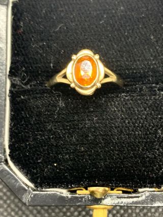 Antique Edwardian Art Nouveau 9ct Gold & Citrine Ring,  Chester