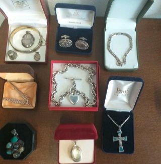 Antique & Modern Hallmarked Silver Jewellery All Boxes