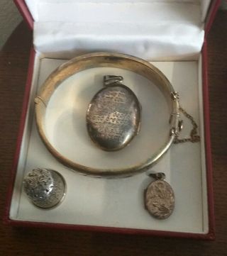 ANTIQUE & MODERN HALLMARKED SILVER JEWELLERY ALL BOXES 2
