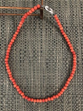 Antique Art Deco Natural Salmon Coral Beaded Necklace