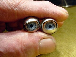 A Pair Vintage Doll Eyes Ø 17 Mm Acryl Glass In Metal Container Schildkroet A.  8