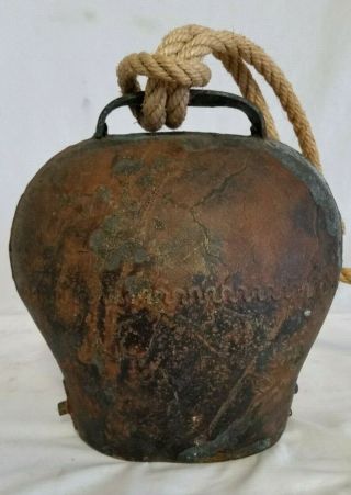 Antique Himalayan Iron Yak Bell,  Old Gilt Finish,  Tibet,  Nepal,  Mongolia 8 " Tall