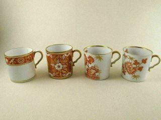 Spode 4 Early 19th C Porcelain Orange Coffee Cans Staples 981 Bamboo 1119 1006