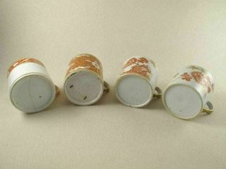 SPODE 4 Early 19th C Porcelain Orange Coffee Cans Staples 981 Bamboo 1119 1006 2