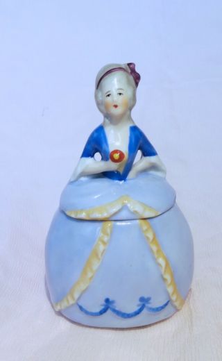 Sweet Antique German Lady Powder/trinket Box/pot/jar Germany Dresser Doll