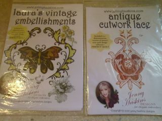 2 Jenny Haskins Embroidery Design Cds - Antique Cutwork Lace & Laura 