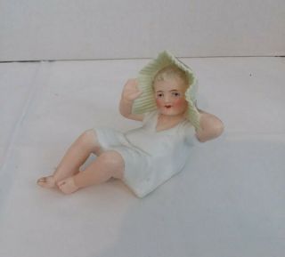 Vintage Bisque Piano Baby Girl With Hat