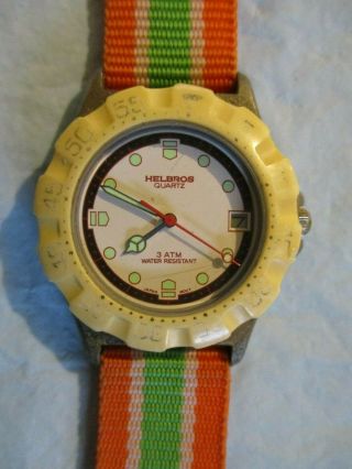 Vintage Helbros Diver Quartz Watch 11902,  2115 - 88,  See Photos 38 Mm