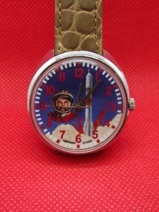 Yuri Gagarin Cosmonaut Ussr Watch Raketa Zero Space Programs Soviet Vintage 1980