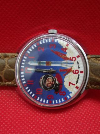 Yuri Gagarin Cosmonaut USSR Watch Raketa ZERO Space Programs Soviet Vintage 1980 4