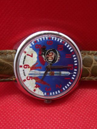 Yuri Gagarin Cosmonaut USSR Watch Raketa ZERO Space Programs Soviet Vintage 1980 5