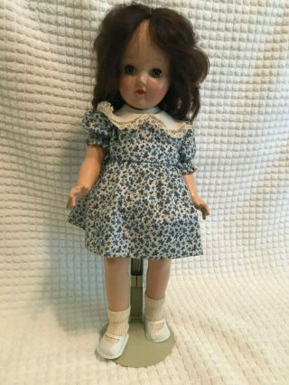 Vintage 14 Inch Ideal Toni Brunette Doll With Doll Stand