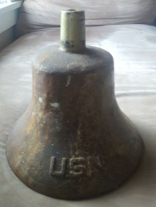 Antique 1940s Wwii U.  S.  Navy Ship Cast Iron Bell Estate Fresh