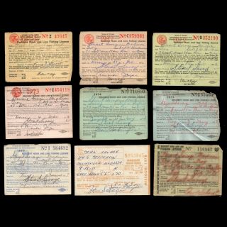 Illinois 1968 - 1984 (9) Resident Hook And Line Fishing Licenses