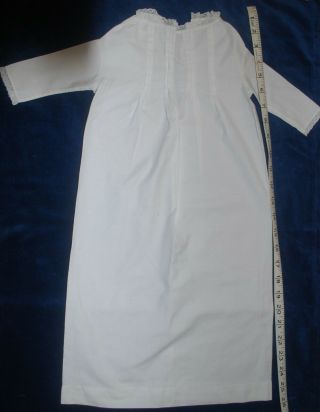 Two Lovely Hand - stitched Antique White Cotton & Lace Nightdresses For Old Dolls 3
