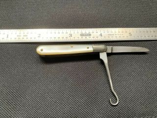 Vintage/Antique Mother Of Pearl MOP Knife W/ Button Hook Uncracked - Barton Bros 4