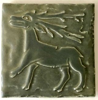Vintage Celtic Deer By Custom Color Ann Sacks Decorative Ceramic 4 " Pottery Tile