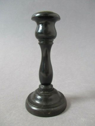 Antique Solid Ebony Wood Candlestick Victorian / Edwardian With Metal Sconce