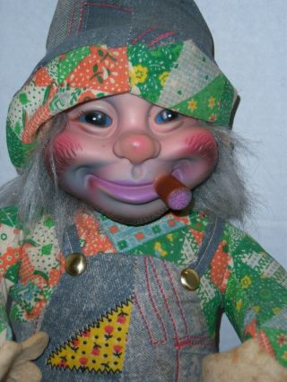 Vintage Rushton Stuffed Rubber Face Hobo Doll With Cigar,  22 " Tall