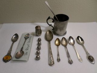 Vintage Sterling Silver Souvenir Spoons,  Royal Wedding Spoon,  Child’s Silver Cup