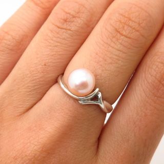 925 Sterling Silver Vintage Real Pearl Ring Size 7