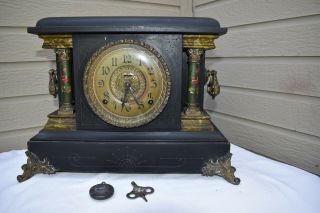 Antique E.  Ingraham Co.  Bristol Conn.  Usa Mantle Clock Runs
