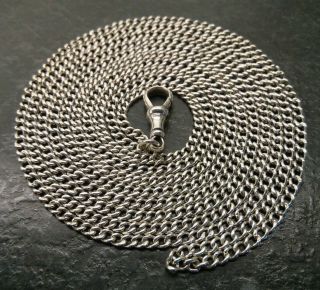 Antique Edwardian Silver Curb Linked Muff / Guard Chain.  By H.  A&s,  1909 - 10.  60 ".