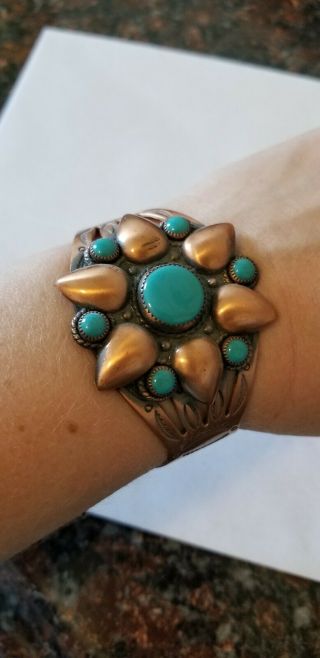 Antique Copper Turquoise Bracelet