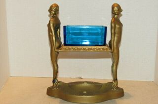 Frankart Max Le Verrier Style Art Deco Nude Ladies Holding Tray & Cigarette Box
