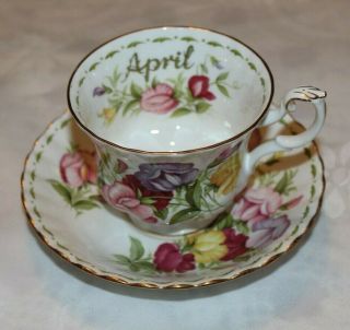 Royal Albert Sweet Pea Flower Of The Month Series,  April Sweet Pea Tea Cup